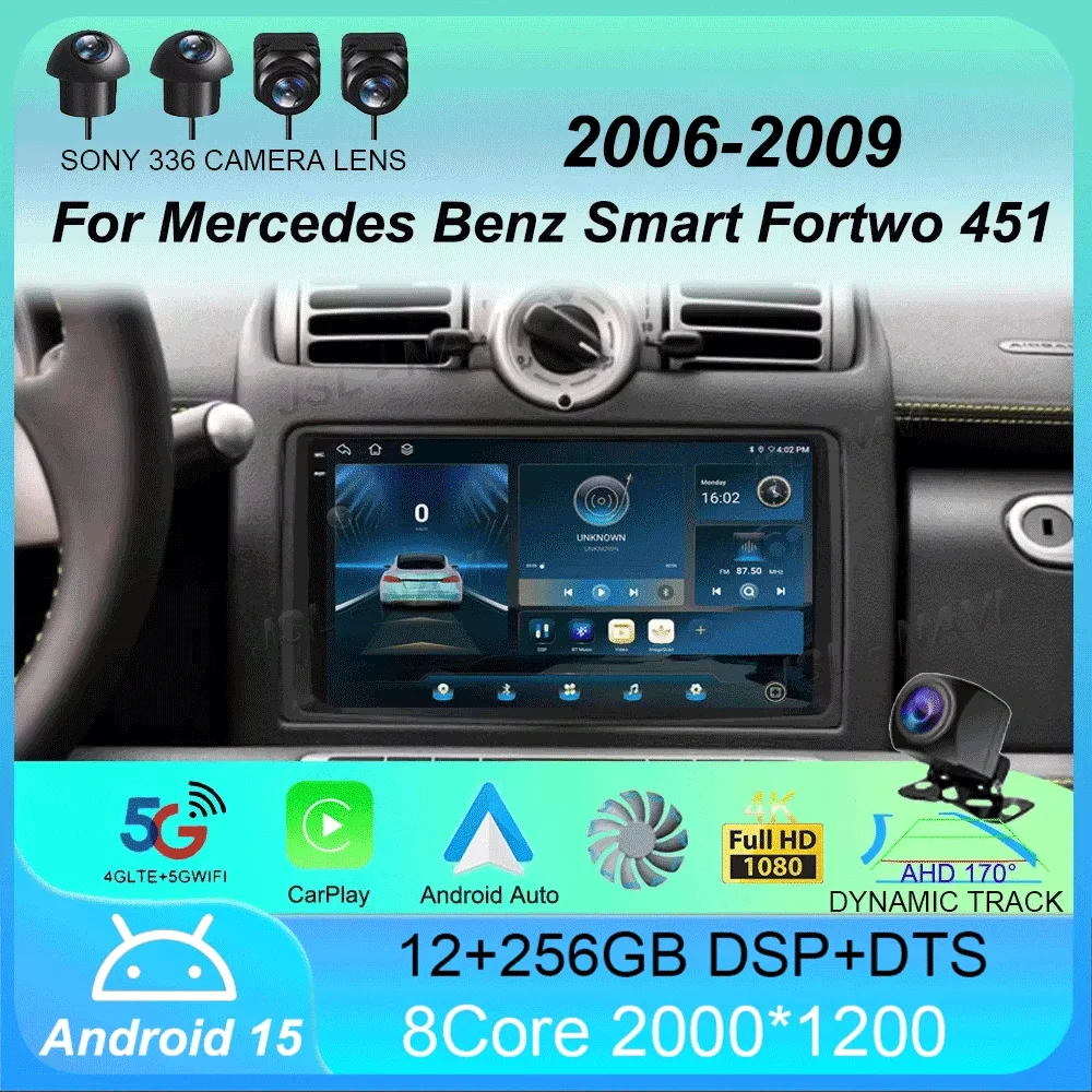 

Android 15 For Mercedes Benz Smart Fortwo 451 2006 2007 2008 2009 Car Radio GPS Carplay Multimedia Player Navigation Stereo Auto
