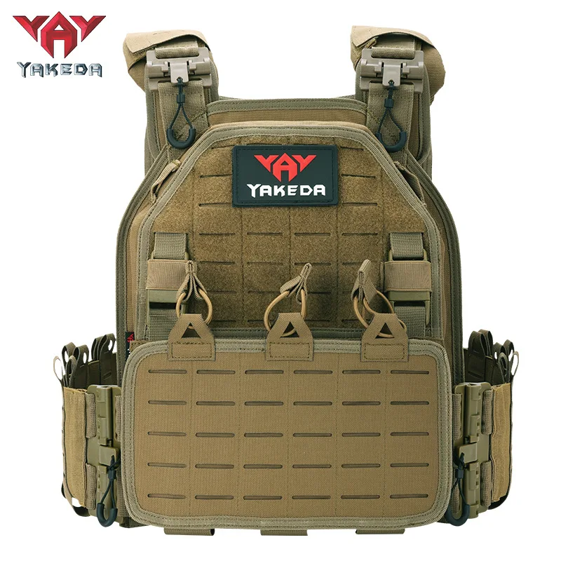 Yakeda New Combat Vest 6094 Quick Detach Lightweight Laser Cut Training Vest 1000D Black Gear Carrying Tactical Vest