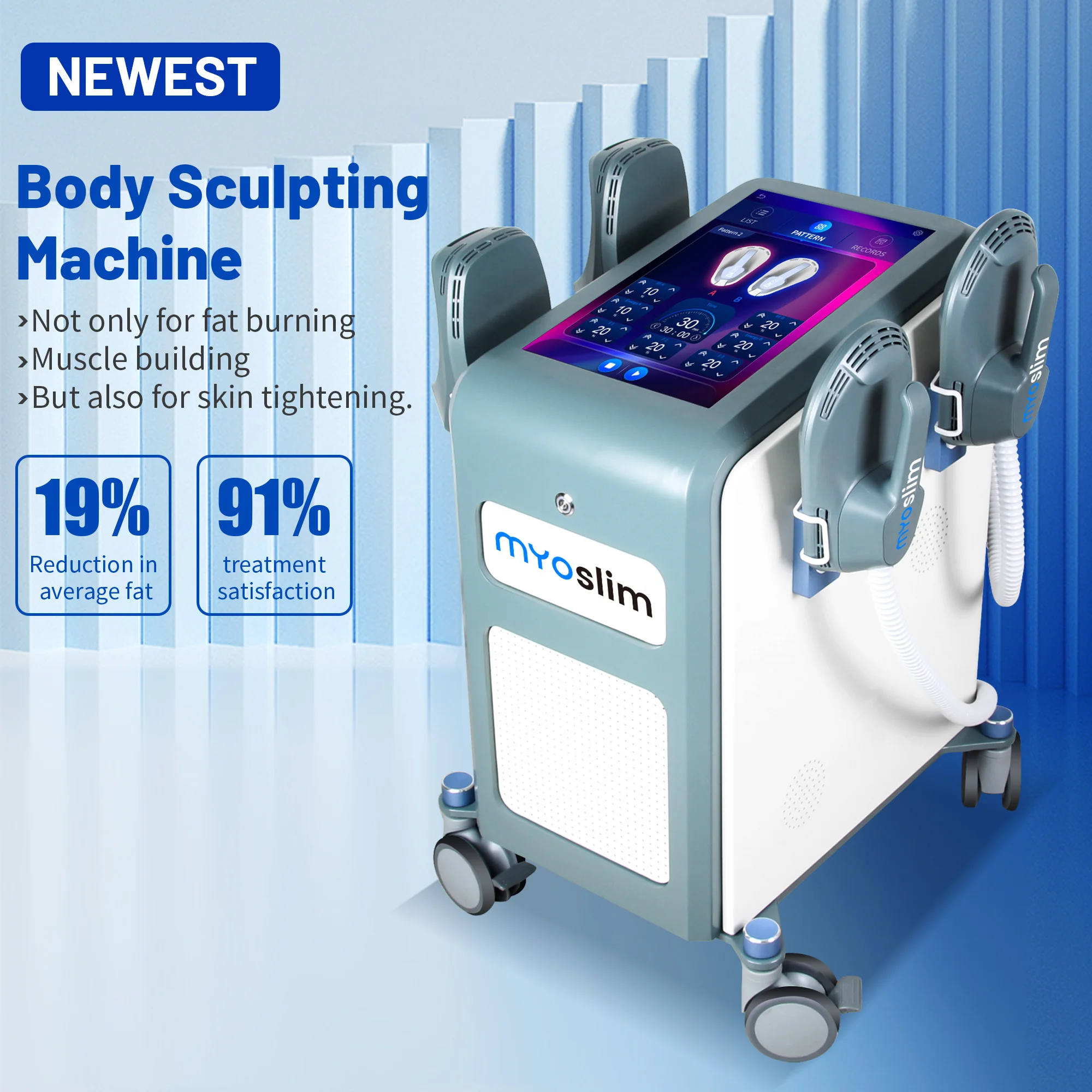 Myoslim EMS NEO RF Gewichtsverlust Elektromagnetische Muskelstimulation Fettverbrennung Abnehmen Körperformungsmaschine 6500W