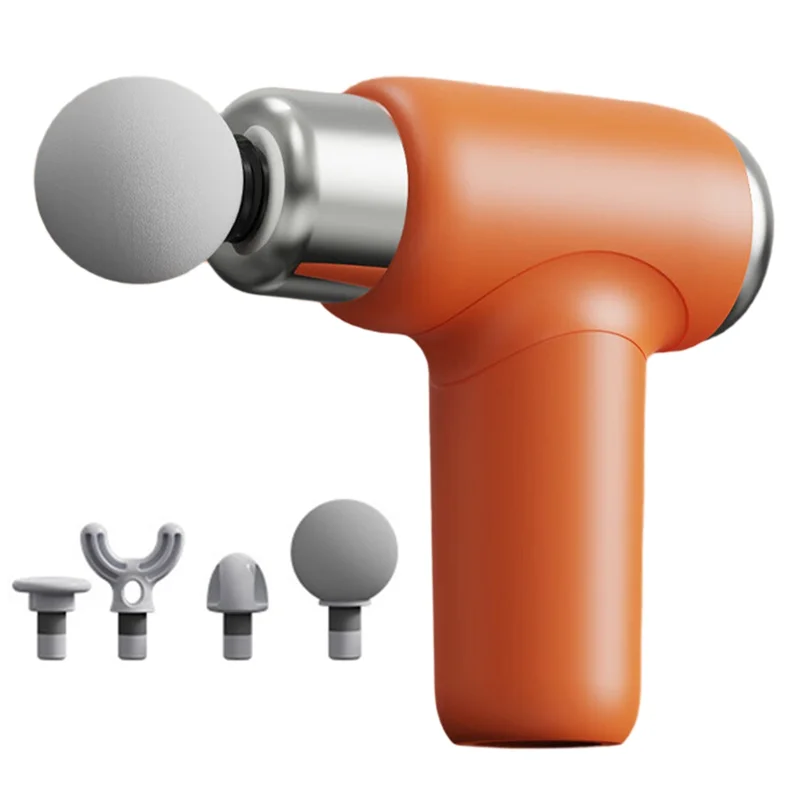 Premium Mini Fascia Gun With Multi-Head Functionality For Active Lifestyles, Quick Charging, High Capacity, Orange-T33C