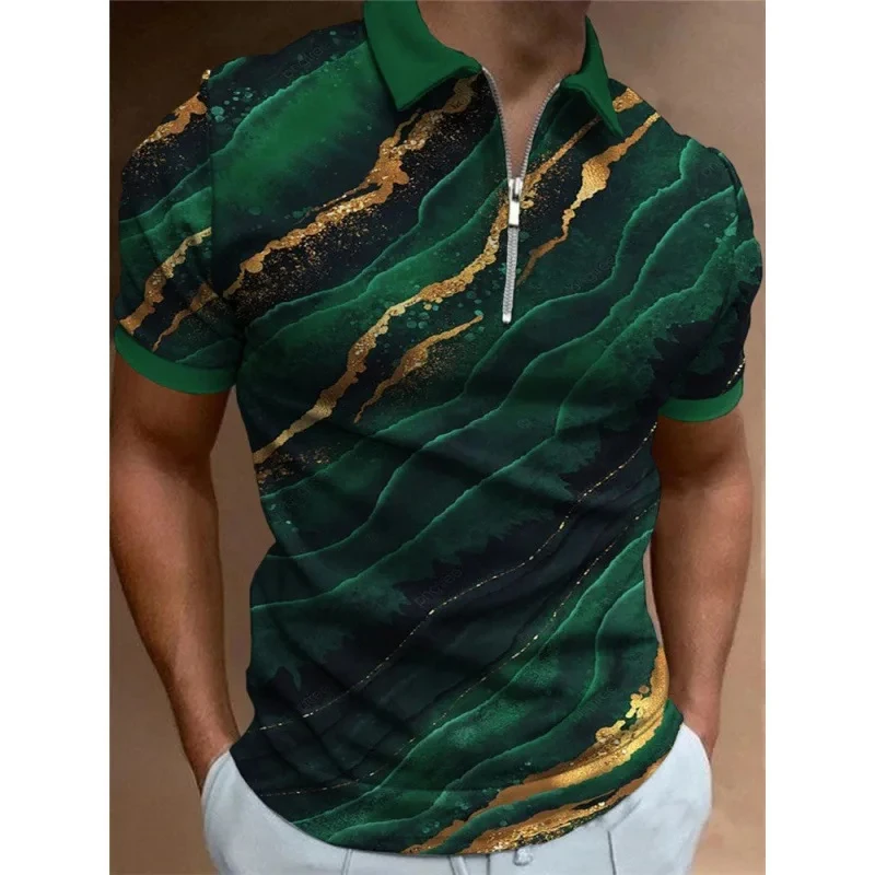 Men\'s Striped Polo Shirt Summer Designer Golf Tennis Fashion Casual Streetwear Letter K 3D Printed Tshirts