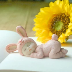 Doll Silicone Molds Bunny Baby Sleeping Child Birthday Mother's Day Cake Decorating Soap Candle Chocolate Mould
