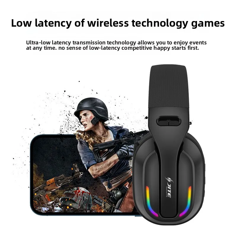 Over Ear Wireless Headphones RGB Gaming Headset Bluetooth 5.4  providing an immersive audio experience for PC/PS4/PS5. Long-last view 2