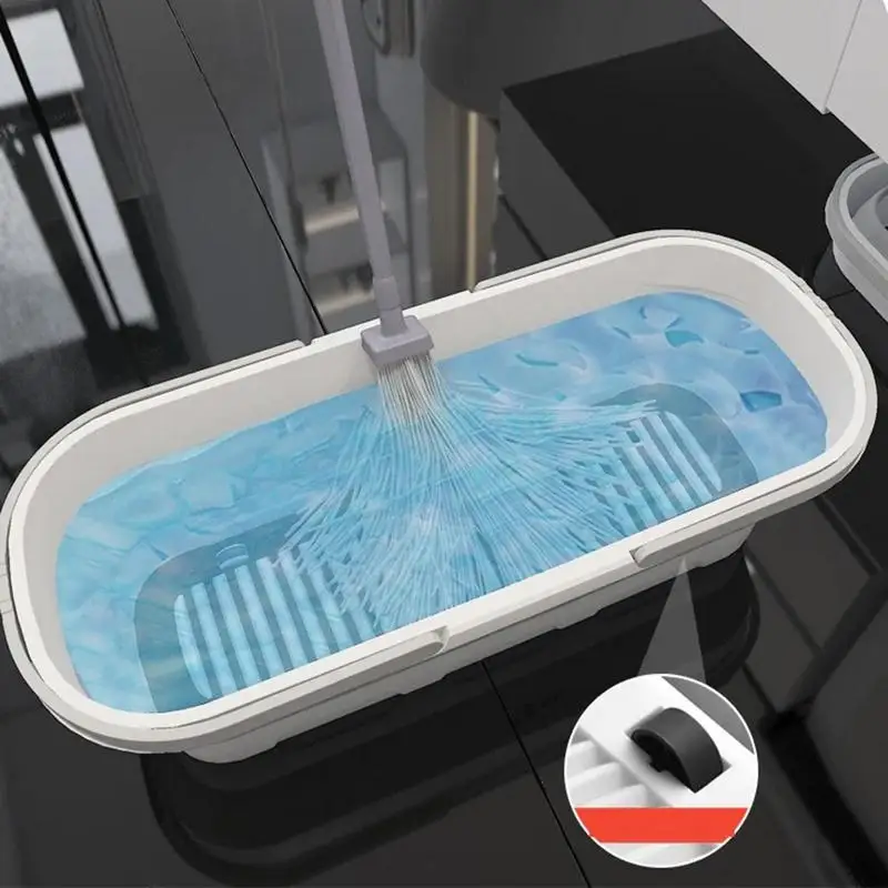 Portable Foldable Mop Bucket Washing Basin with Wheel Multipurpose  Rectangular Silicon Bucket Cleaning Bucke Bathroom Accessory