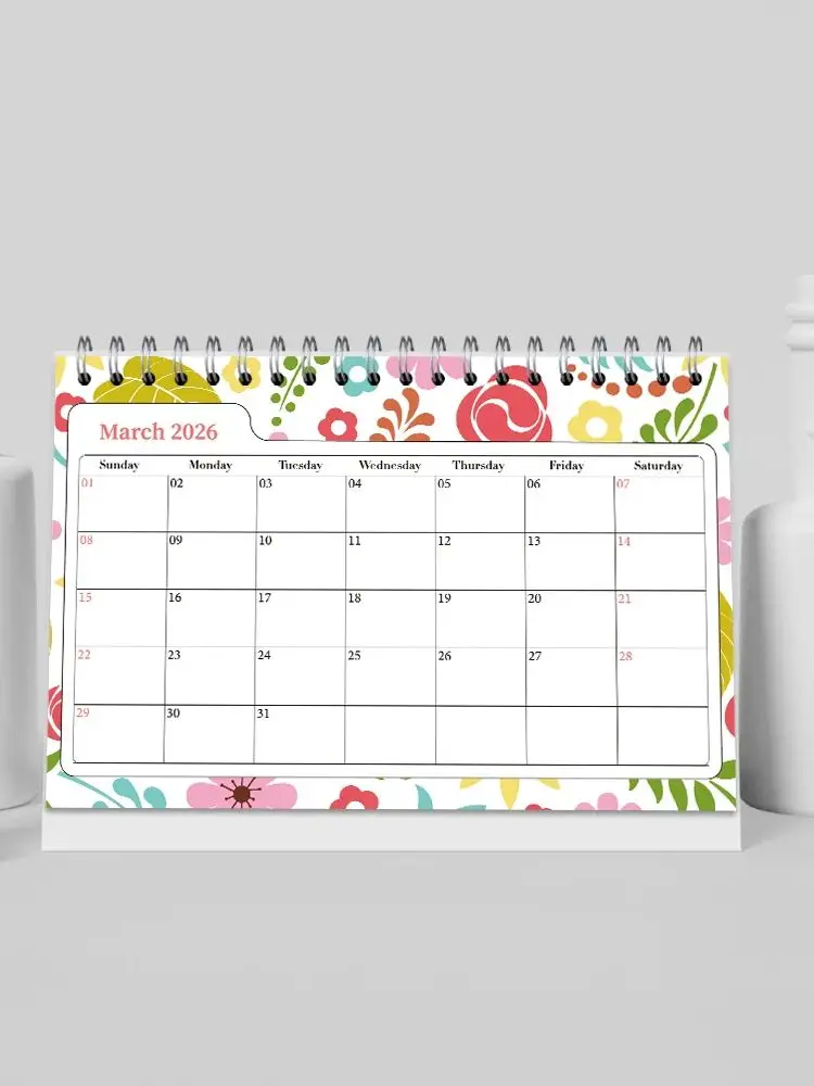 

1pc, 2026 Calendar, Floral Desktop Calendar,12-Month Monthly Planner Desk Calendar,Wall Calendar, Birthday, Christmas Gift