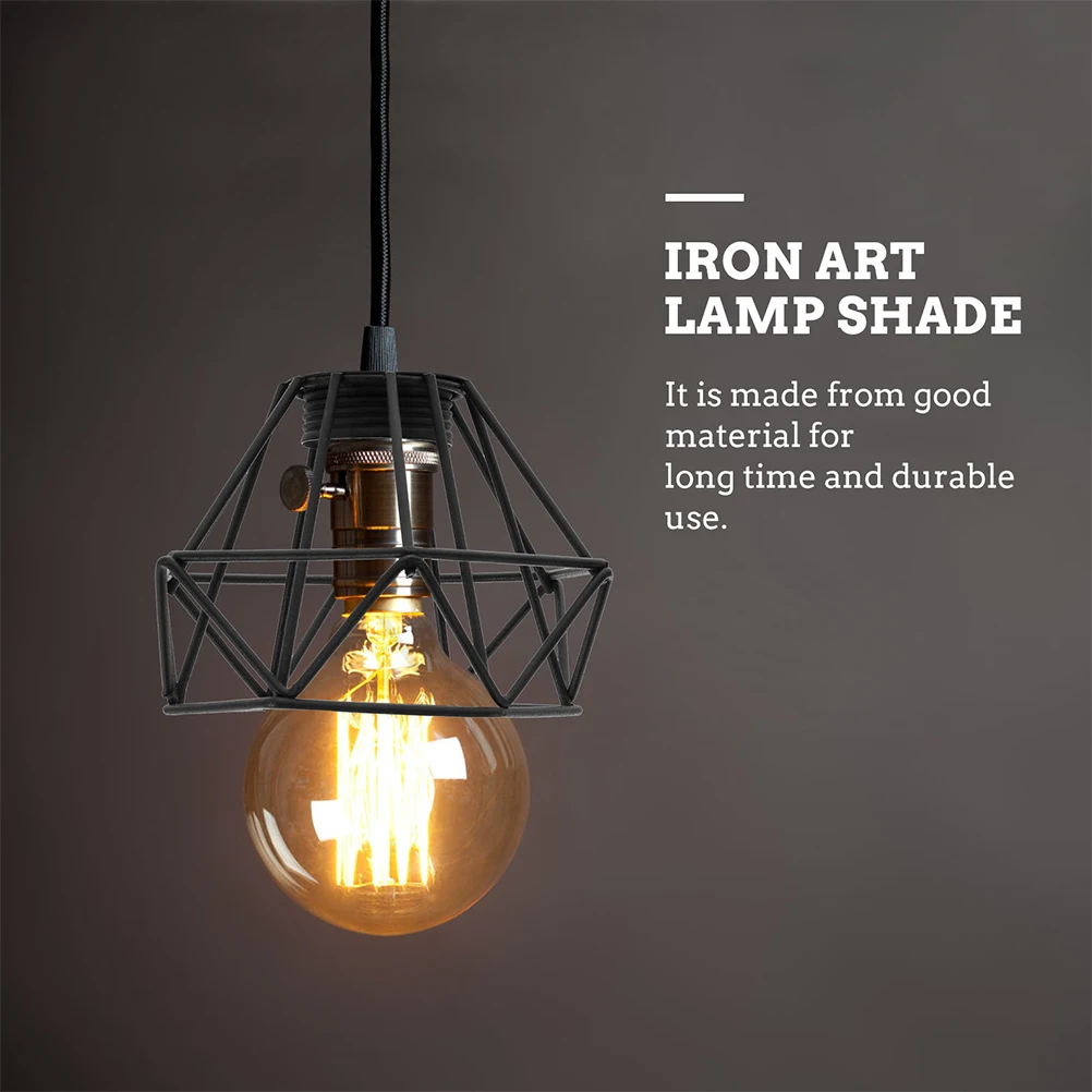 

2pcs Retro Lampshade Vintage Metal Pendant Light Cover Diamond Shape Iron Guard Decorative Shades for Home Kitchen