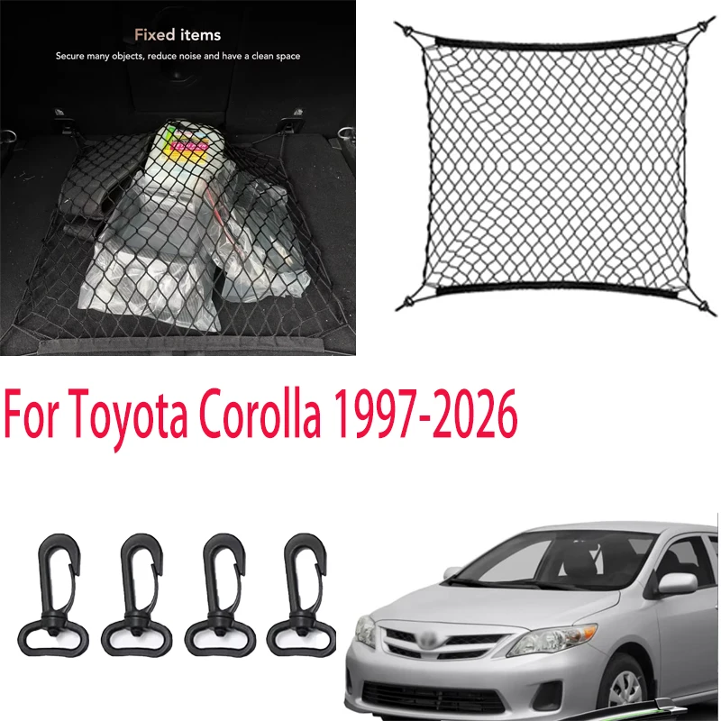 

For Toyota Corolla 1997-2026 Car storage mesh stretchable mesh Nylon Car Rear Cargo Net Trunk Storage Organizer Net