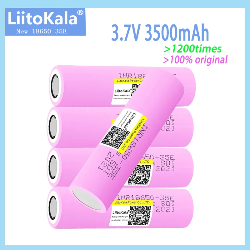 

100% New Original LiitoKala INR18650 35E 3.7V 3500mAh 20A Discharge INR18650 35E 18650 Li-ion Battery 3.7v Rechargable Battery