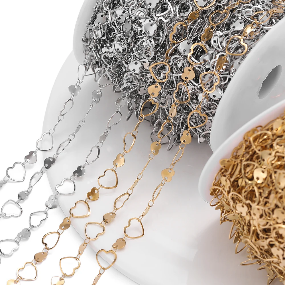 

1M/Pack 10 Styles Stainless Steel Moon Heart Various Shape Beads Chains for DIY Necklace Bracelets Jewelry Making Accessories