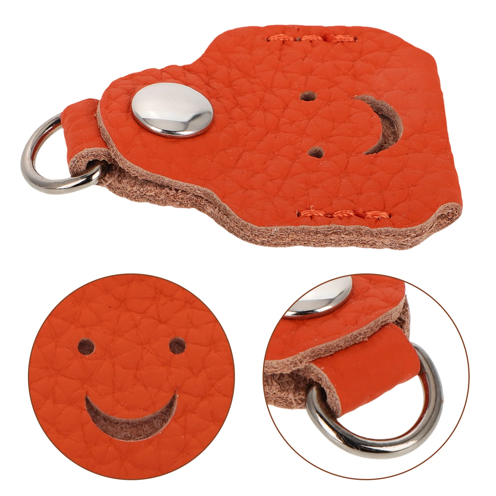 

20pcs Orange Pu Embossed Tags For Clothing Hats Diy Crafts Sewing Labels Key Fob Protector Car Key Cover