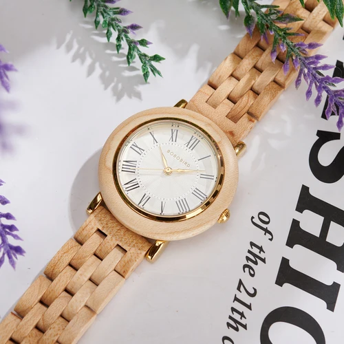 Imagen 2 del producto BOBO BIRD Reloj de madera para mujer 2025, nuevo reloj de pulsera elegante de cuarzo para damas y niñas, reloj de madera Natural, regalo para novia
