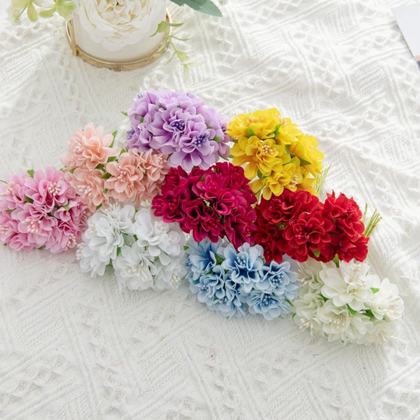 18Pcs Artificial Flowers Stamen Bouquet for Wedding Party Christmas Decoration Wreath Diy Home Handmade Scrapbooking Fake Plants