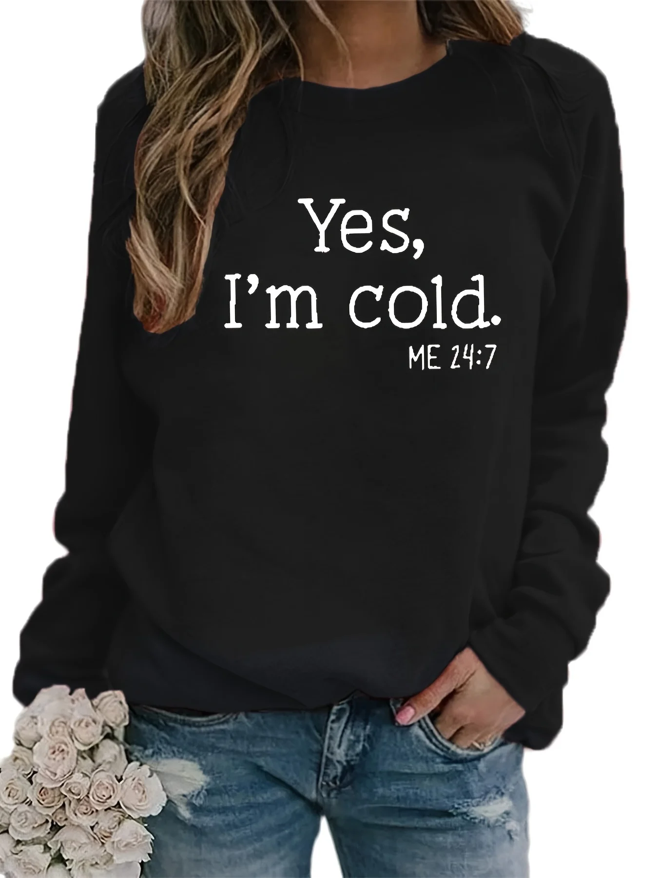 Women\'s Loose Fashion Sweater Autumn and Winter Round Neck Plush Plus Size Casual Round Neck Solid Color Long Sleeve