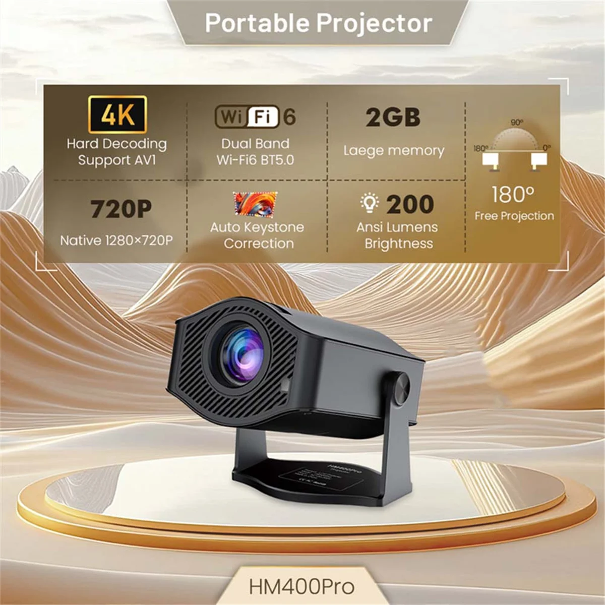 

Проектор A74Z PRO 4K Android 11, 200 ANSI, Wi-Fi6 BT5.0, 1280x720P для домашнего кинотеатра и наружного стандарта Великобритании