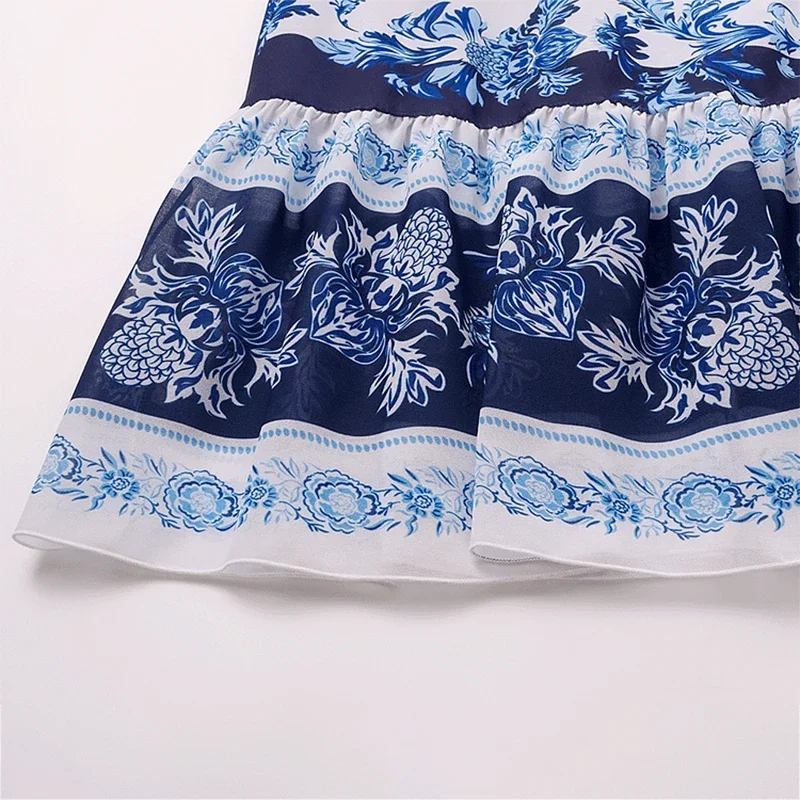 2025 Flaxmaker Swimsuit And Skirts Summer Long Sleeve Flower Block Print One Piece Swimsuit Sets V Neck Bathingsuit