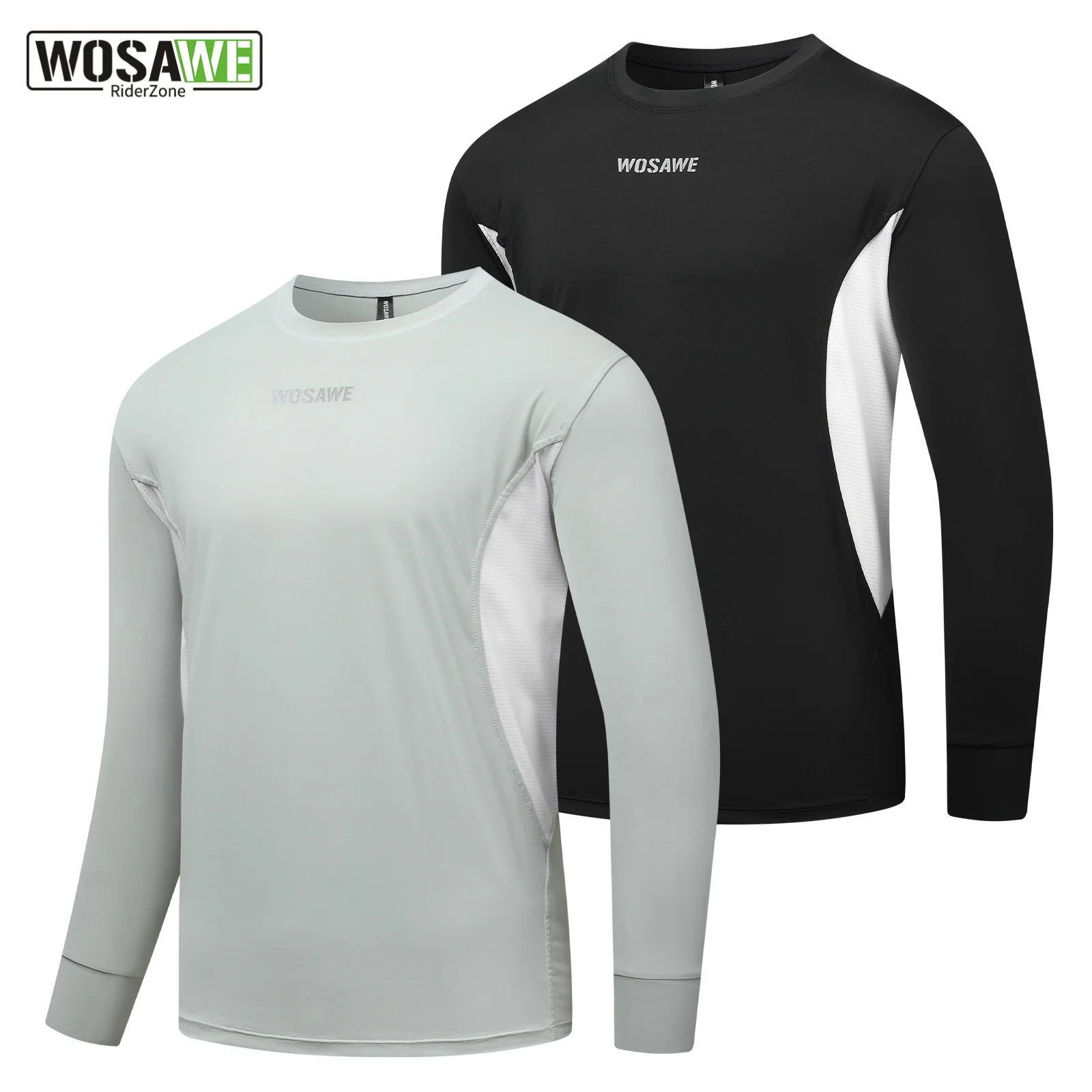 WOSAWE Unisex Long Sleeve Cycling Jersey Breathable Road Bike Athletic Shirt with 3 Rear Pockets Moisture-Wicking Quick-Dry