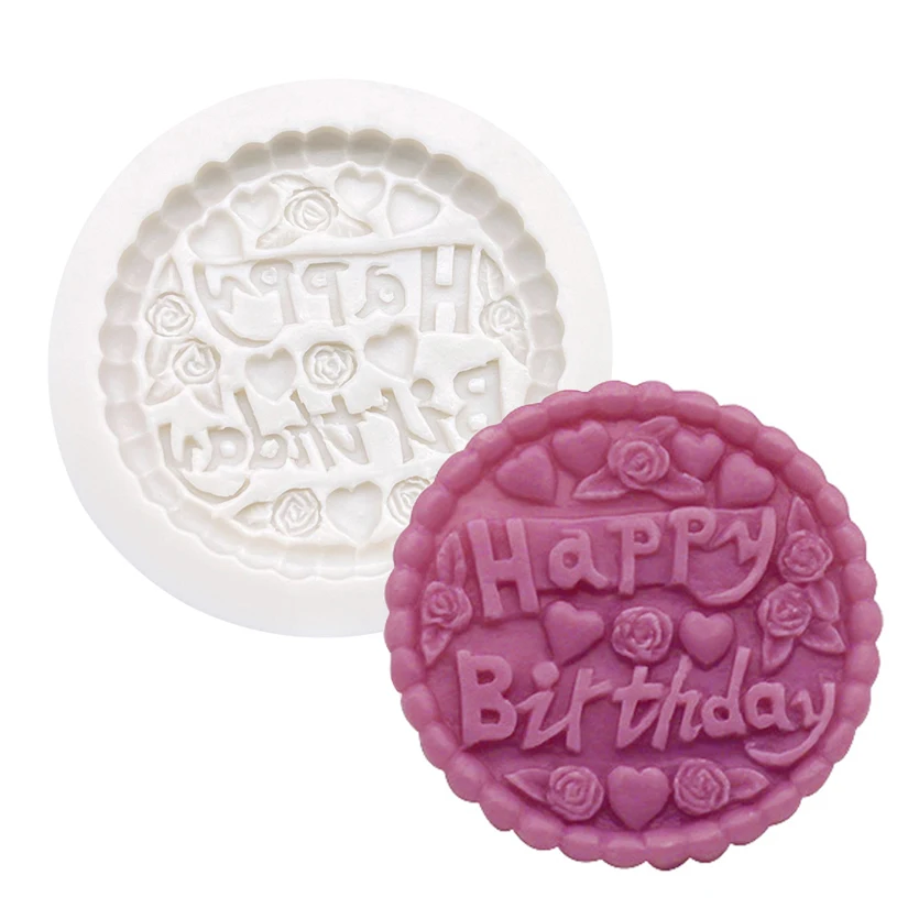 Molde de silicona para hornear pasteles de feliz cumpleaños, herramientas de decoración de pasteles de Fondant, Chocolate, cupcakes, Sugarcraft
