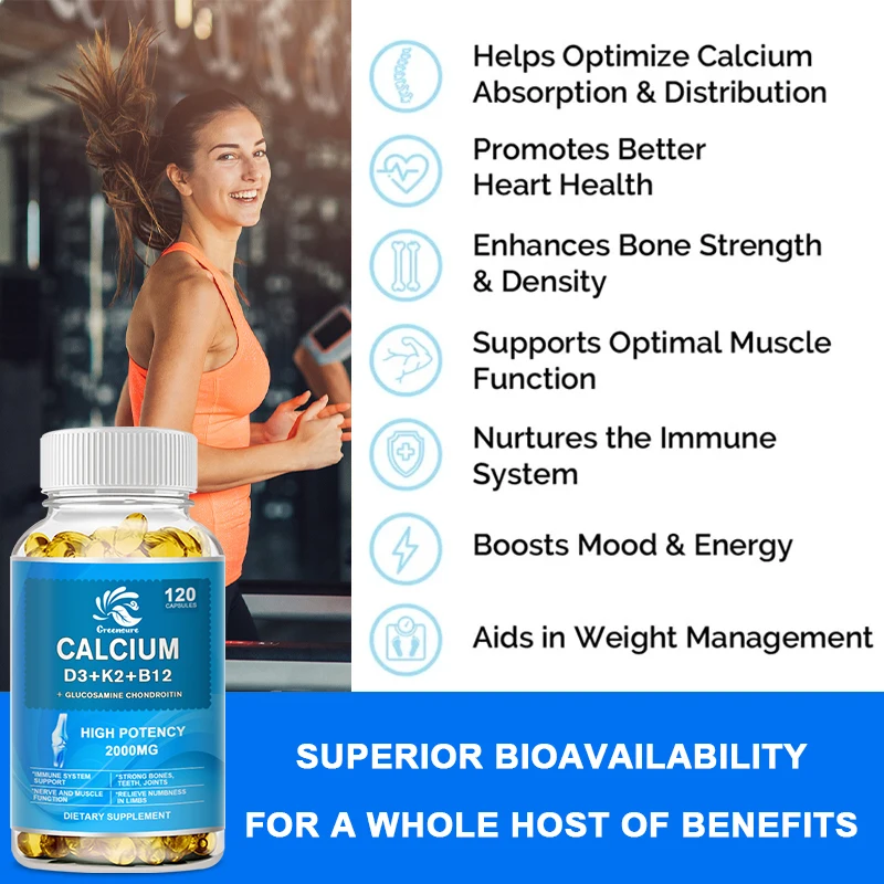 Vitamin D3+K2+B12 Capsules High Potency Food -Based Immune Support, Bone Health & Mood Balance Supplement