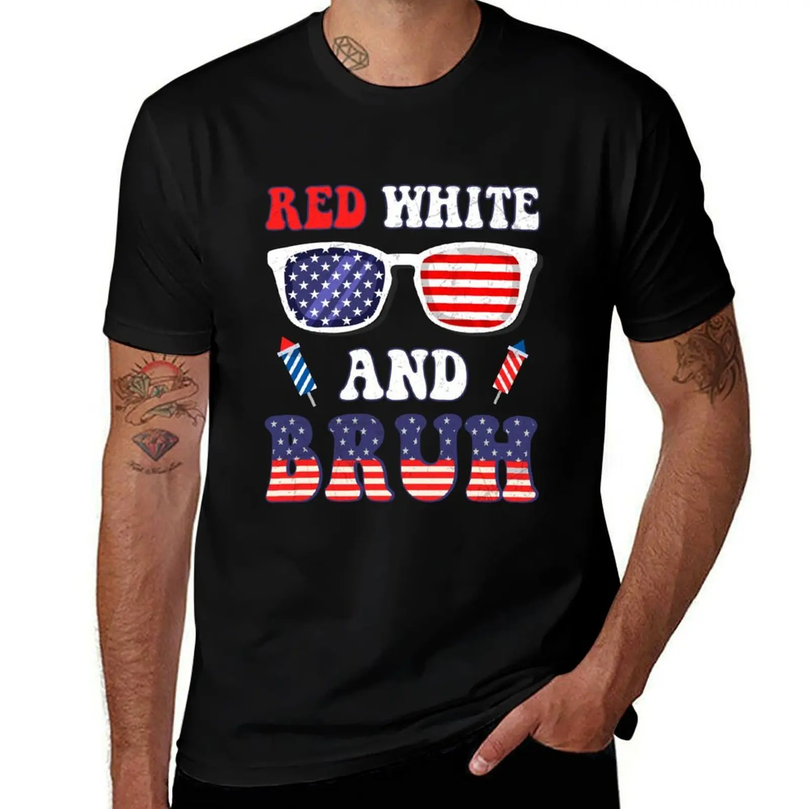 

Red White And Bruh 4th Of July Boys Patriotic Teens Kids T-Shirt customs t shirts for men graphic