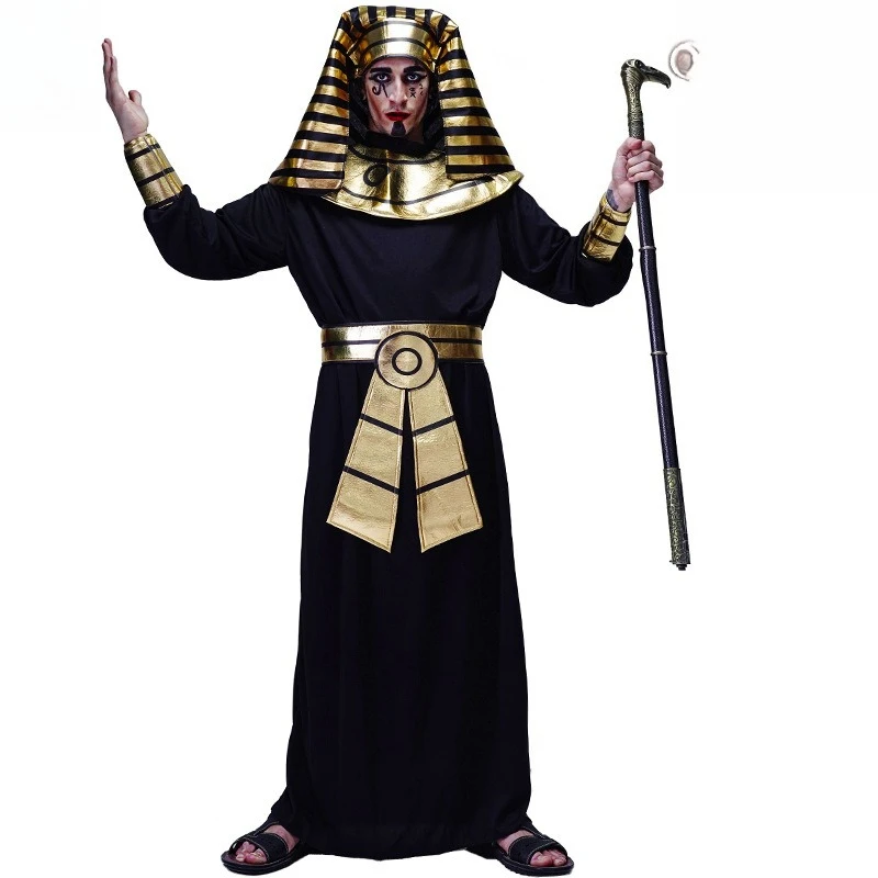 Adult men's Halloween Egyptian pharaoh party costume, Egyptian male king stage costume cosplay