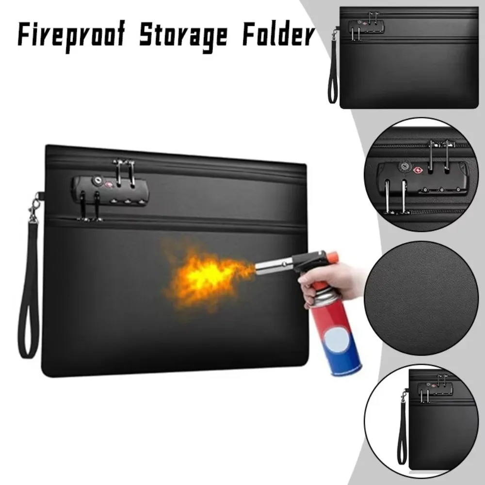 lockable-fireproof-document-bag-heat-resistant-handheld-dual-zip-cash-pouch-dustproof-protective-file-organiser