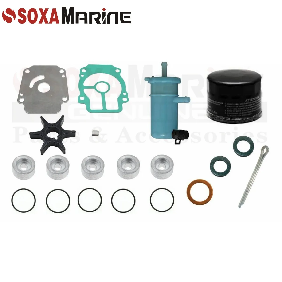 Fit Suzuki 25 30 HP DF25A DF30A 2015+ 100 Hours Maintenance Kit Outboard Water Pump Repair with Fuel Oil Filter Drain Gasket