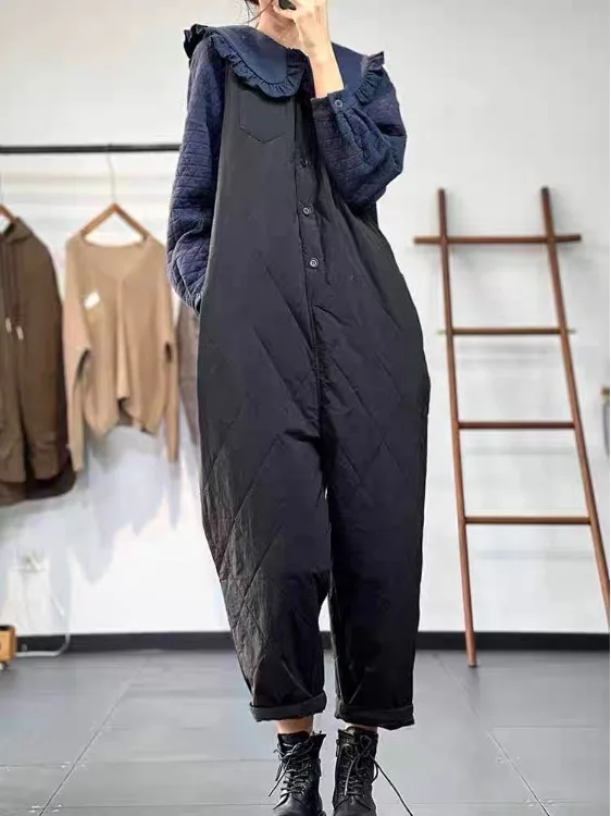 本物の冬用暖かいハーレムワンピース、スイートスレダイヤモンドパターンコットンハイウエストレディースカジュアルパンツ、快適なルーズフィット