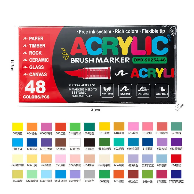 240 kleuren acrylverfstiften Zachte penseeltip Acrylstiften Set verfpennen voor houtstof canvas glas canvas rotsschildering