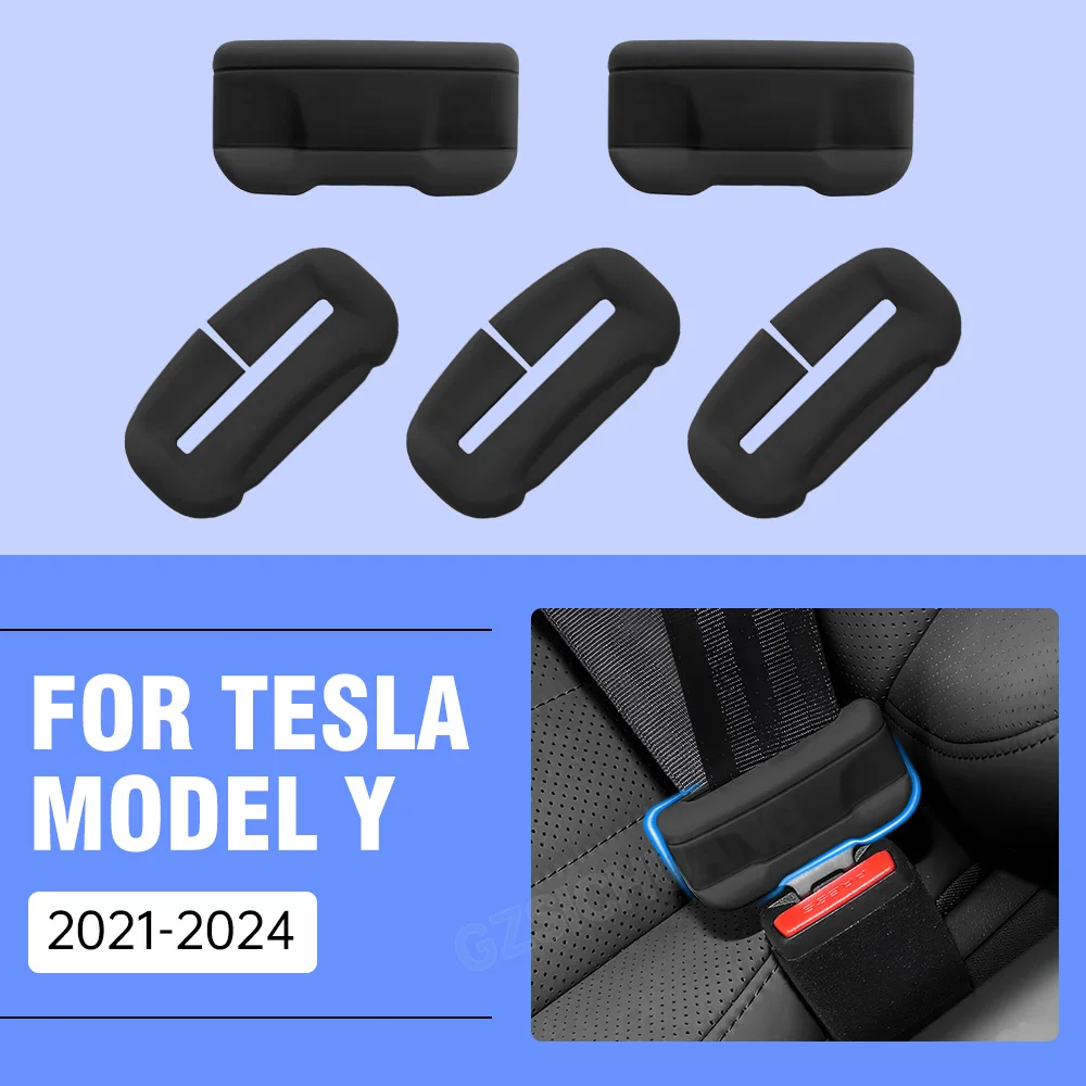 

For Tesla Model Y 2021 2022 2023 2024 2025 2026 Car Seat Belt Cover Silicone Seat Belt Protective Cover Car Interior Accessories