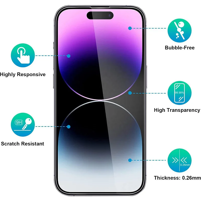 Vidrio templado para iPhone, Protector de pantalla para 16, 15, 14, 13, 12, 11 Pro Max, 16, 15, 14, 13, 12, 11, XR, XS Max, 3 unidades