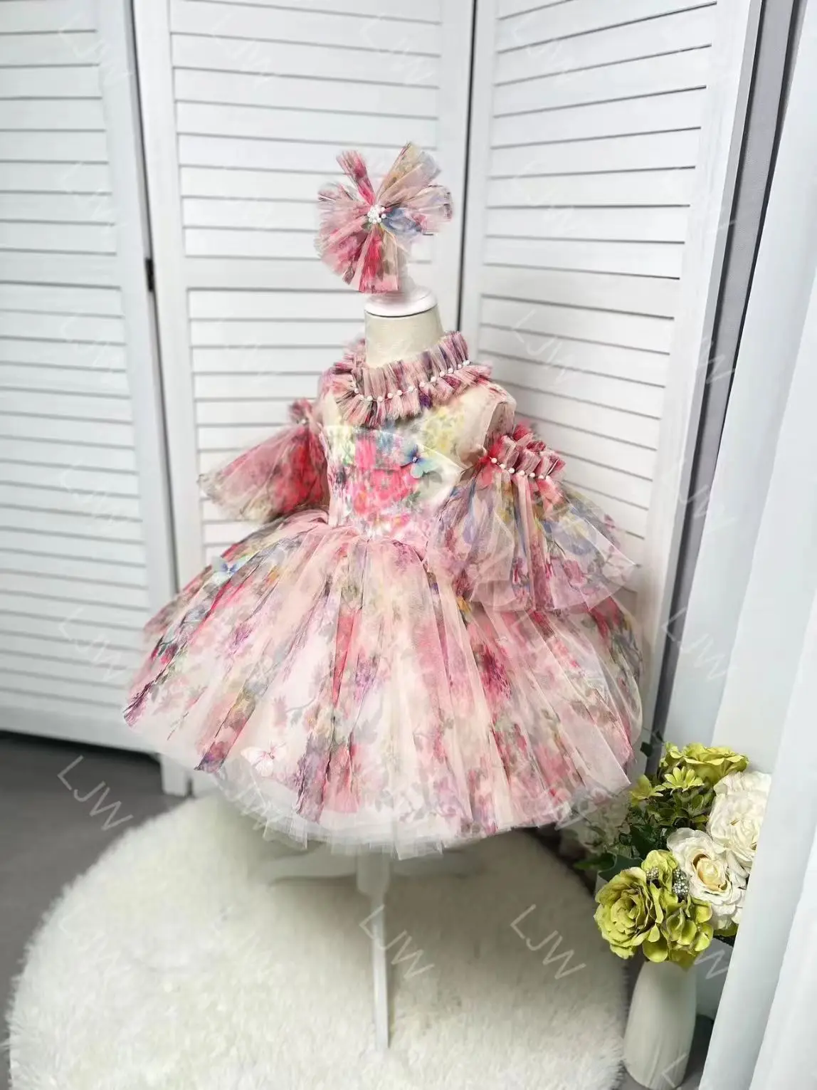 Dreams Baby Custom light luxury Wedding Flower Girl dress slip shoulder elegant Girl Birthday party Ball dress 0-12 years knee l