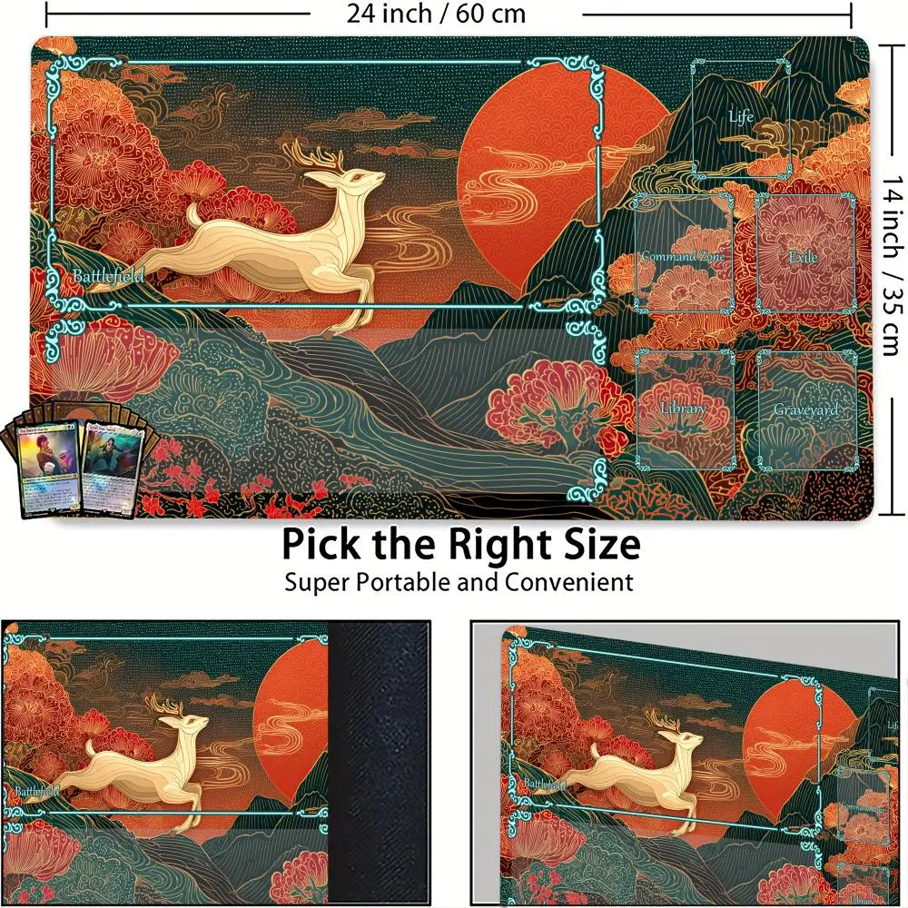 

Auspicious Beasts MTG Playmat Magic Card Mat with Stitched Edge Non-Slip Durable Tabletop playmat Board Game Mat for TCG