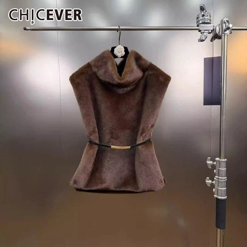 

Женская куртка CHICEVER из искусственного меха, без рукавов, с высоким воротником, свободного кроя, осенний модный стиль, высококачественная.