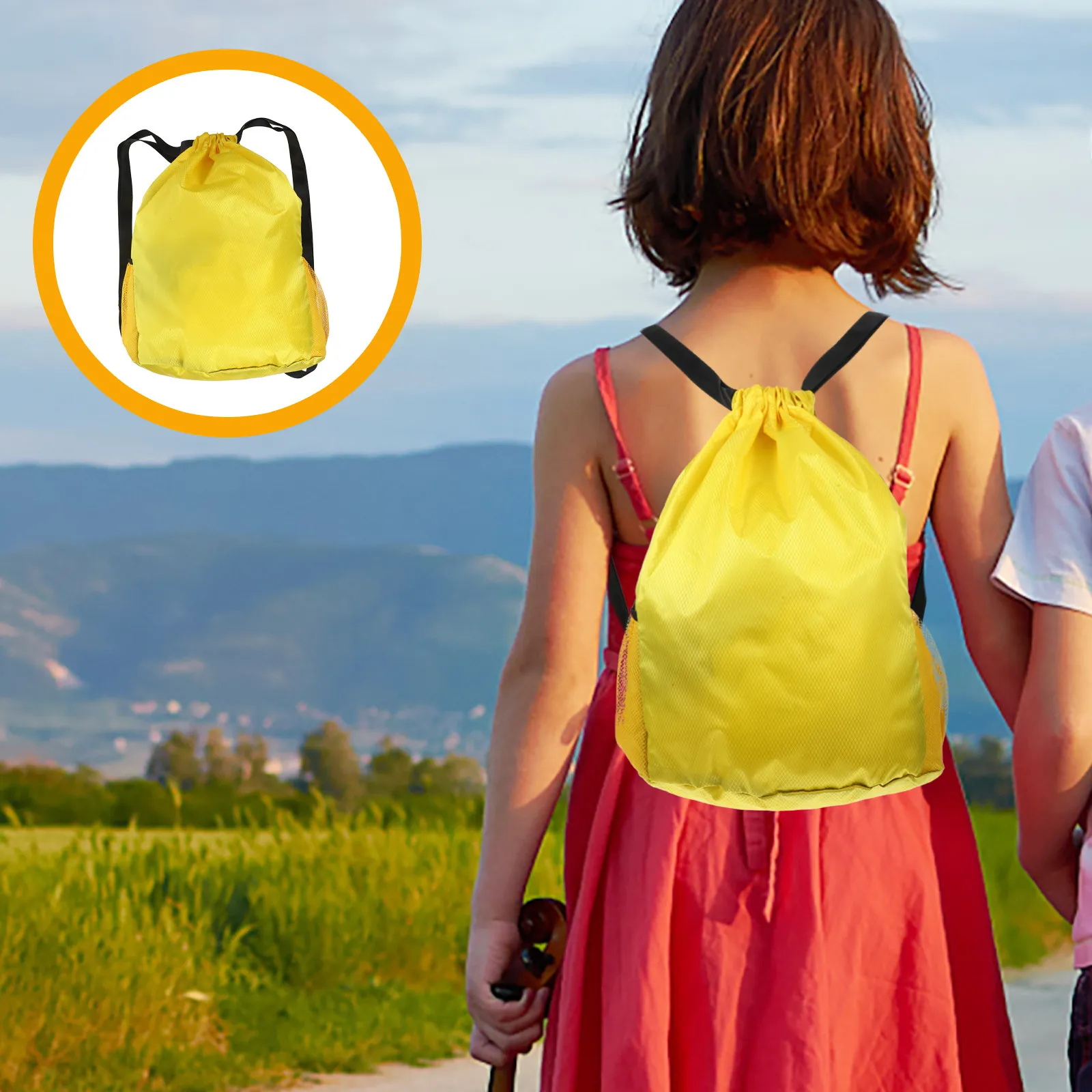 

Waterproof Drawstring Backpack Large Capacity Oxford Cloth Sports Bag Gym Storage Pouch Hiking Camping Travel Drawstring Bag
