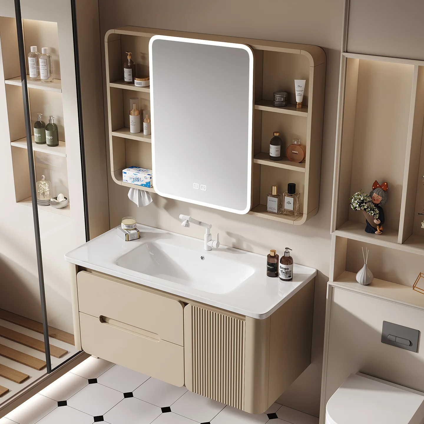 Bathroom cabinet wash basin cabinet combination bathroom cabinet ceramic integrated basin