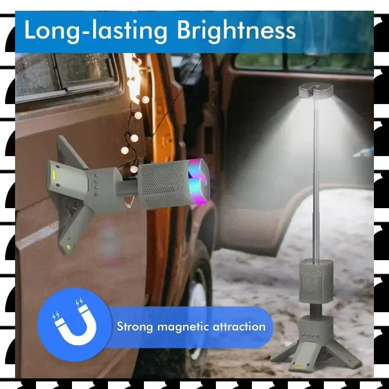 

A44U Outdoor Telescopic Camping Light 14000Mah Portable LED Work Light With Bluetooth Speaker For Emergency, Hiking, Fishing