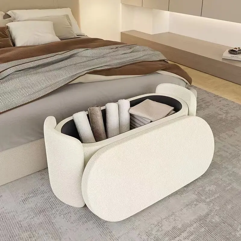 Storage Ottoman Bench Light Luxury Home Bedroom End of Bed Stool Entryway Shoe Changing Seat Clothing Store Long Bench