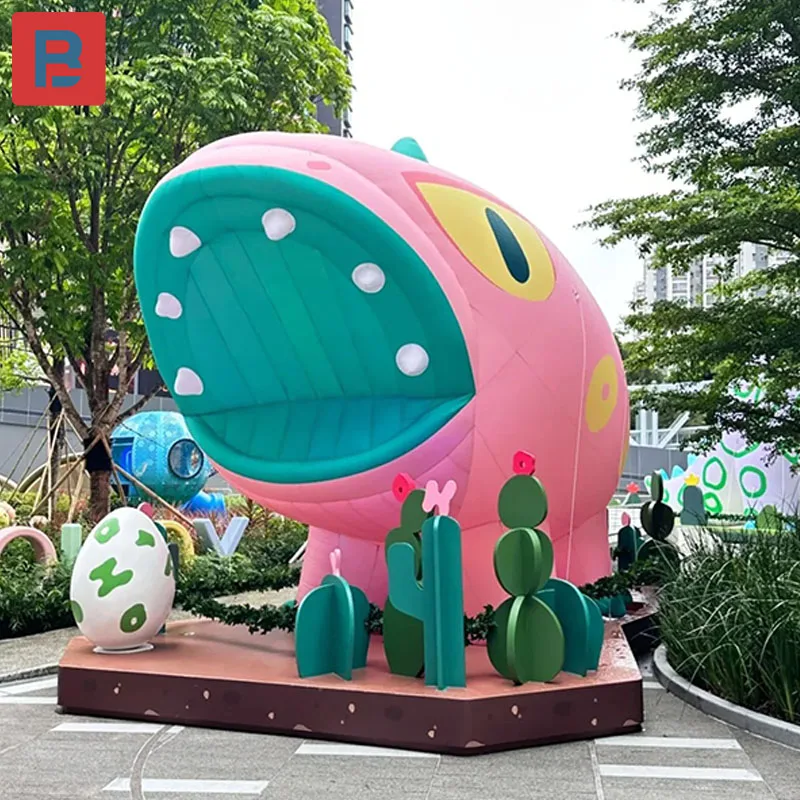 Graffiti de dessin animé gonflable pour enfants, modèle de gaz de dinosaure créatif, parc à thème pour enfants, festival de musique, atmosphère d'éclairage