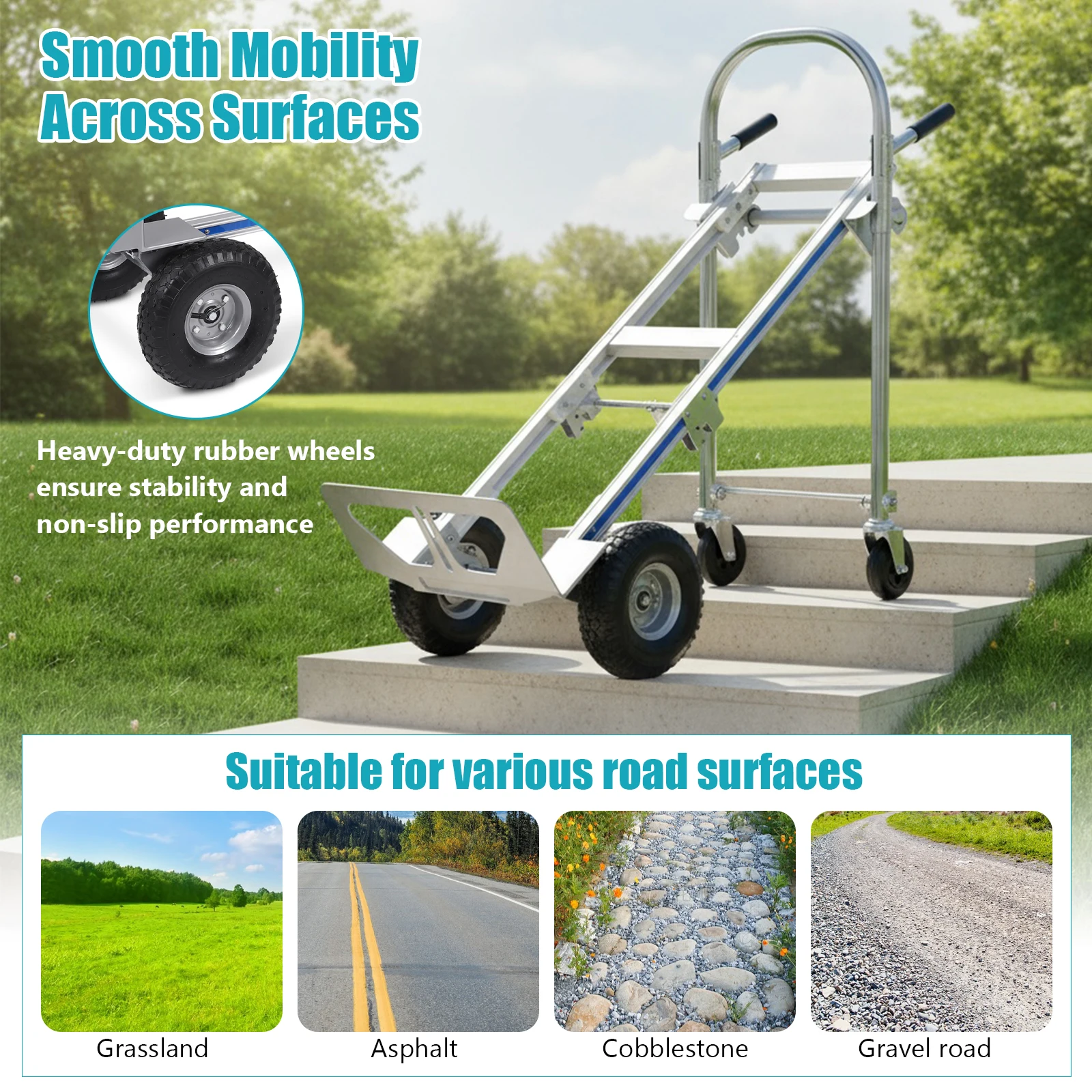 

3 in 1 Folding Hand Truck Dolly Cart 550LBS Capacity Heavy Duty Folding Dolly Cart with Wheels for Warehouse Supermarket Garden