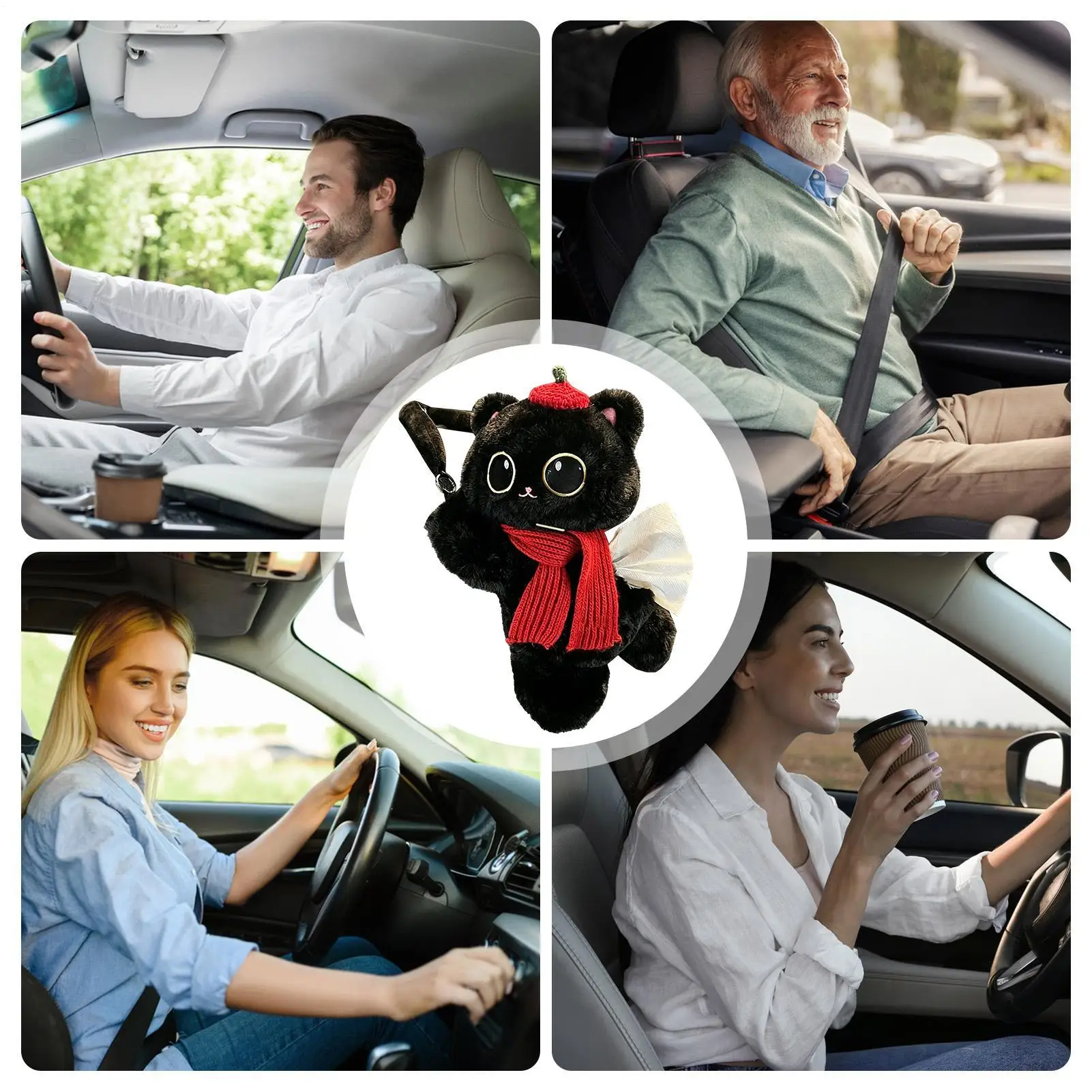 Car Tissue Holder Cute Plush Cat Wet Wipes Paper Organizer With Loop Animal Shaped Car Tissue Holder For Truck SUV RV Trailer