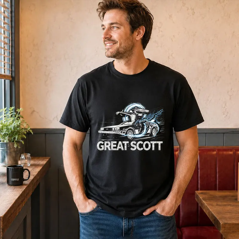 Back To The Future T‑Shirt Biff's Automotive Detailing Print Tees 0814 Hill Valley DeLorean 88MPH Time Machine Short Sleeve Tops
