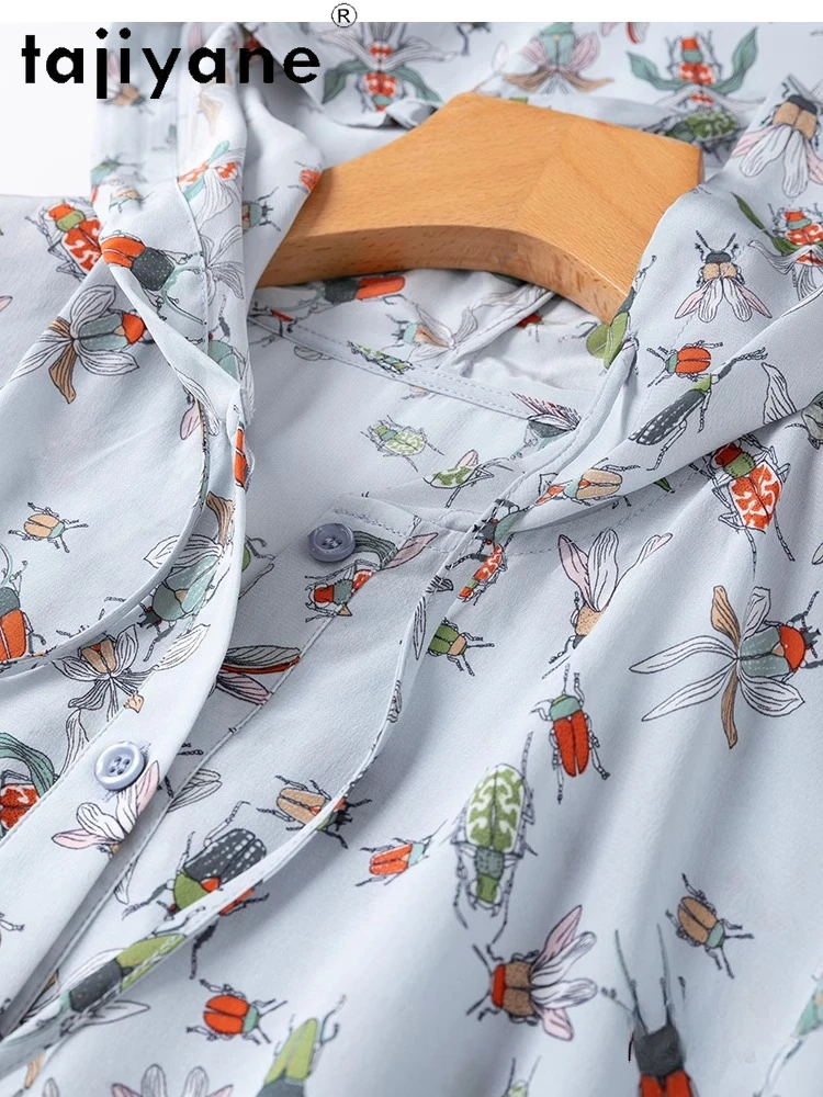 TAJIYANE 100% Echte Moerbei Zijde T-shirts Vrouw Elegante T-shirt met lange mouwen en capuchon Zomer Tops 2025 Dameskleding Ф libre