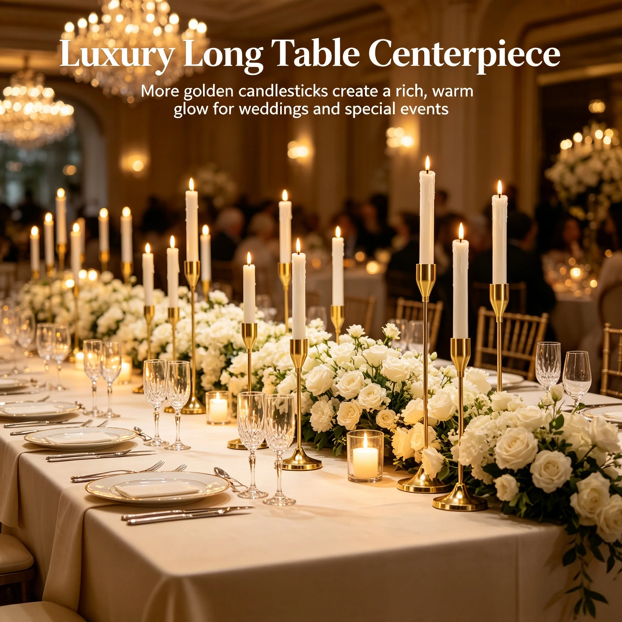 Premium Brass‑Tone Candlestick Set Assorted Height Candle Stand Ornament for Wedding Banquet Kitchen Bar Fireplace Home Decor
