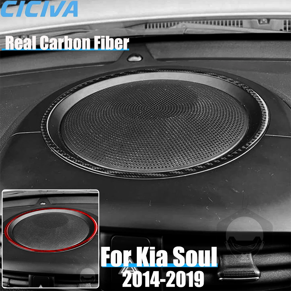 

Real Carbon Fiber Car Accessories Center Console Storage Ring Trim Cover Soft Sticker For Kia Soul 2014 2015 2016 2017 2018 2019