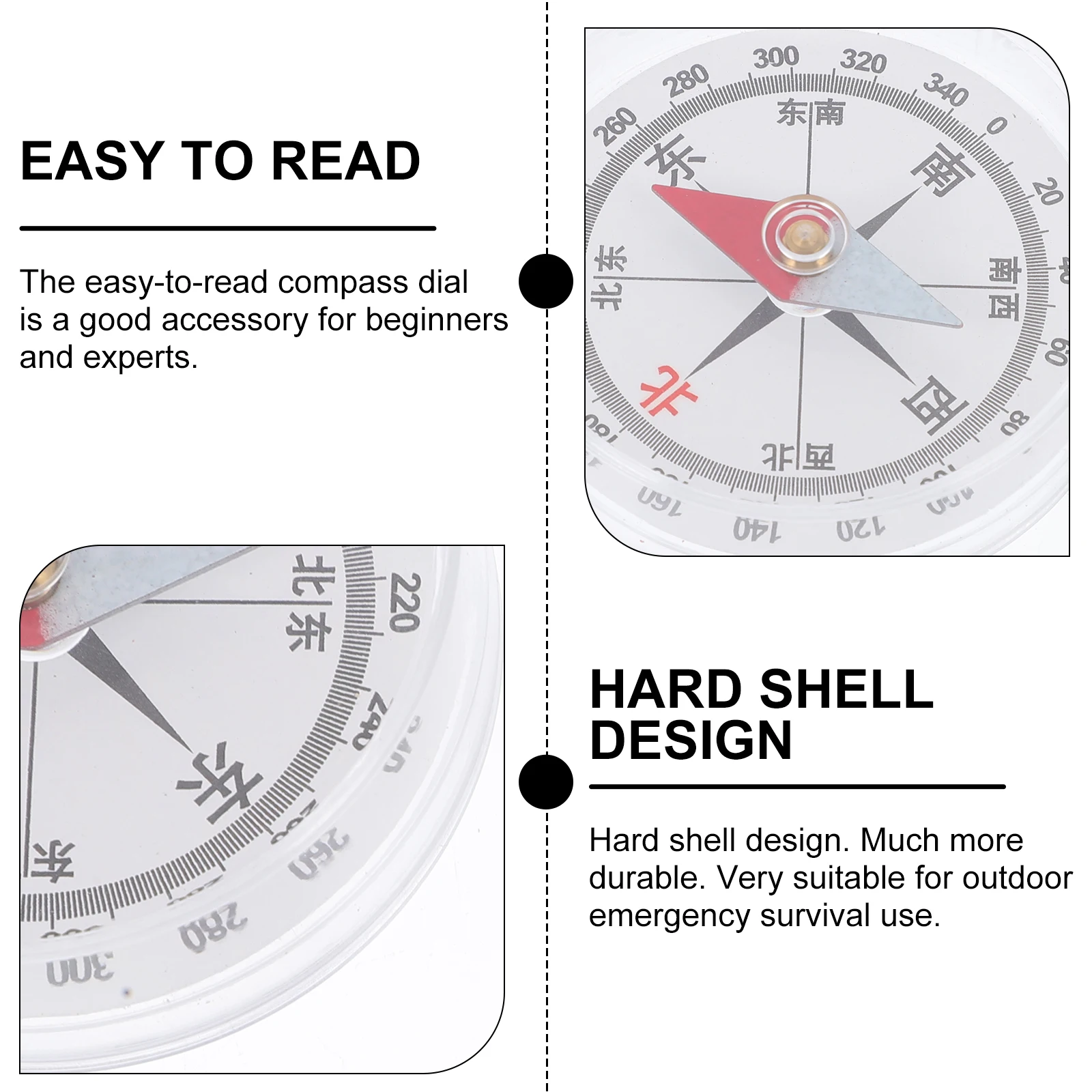 

5Pcs Mini Compass Practical Small Adventure Plastic Experiment Travel Outdoor Survival Durability