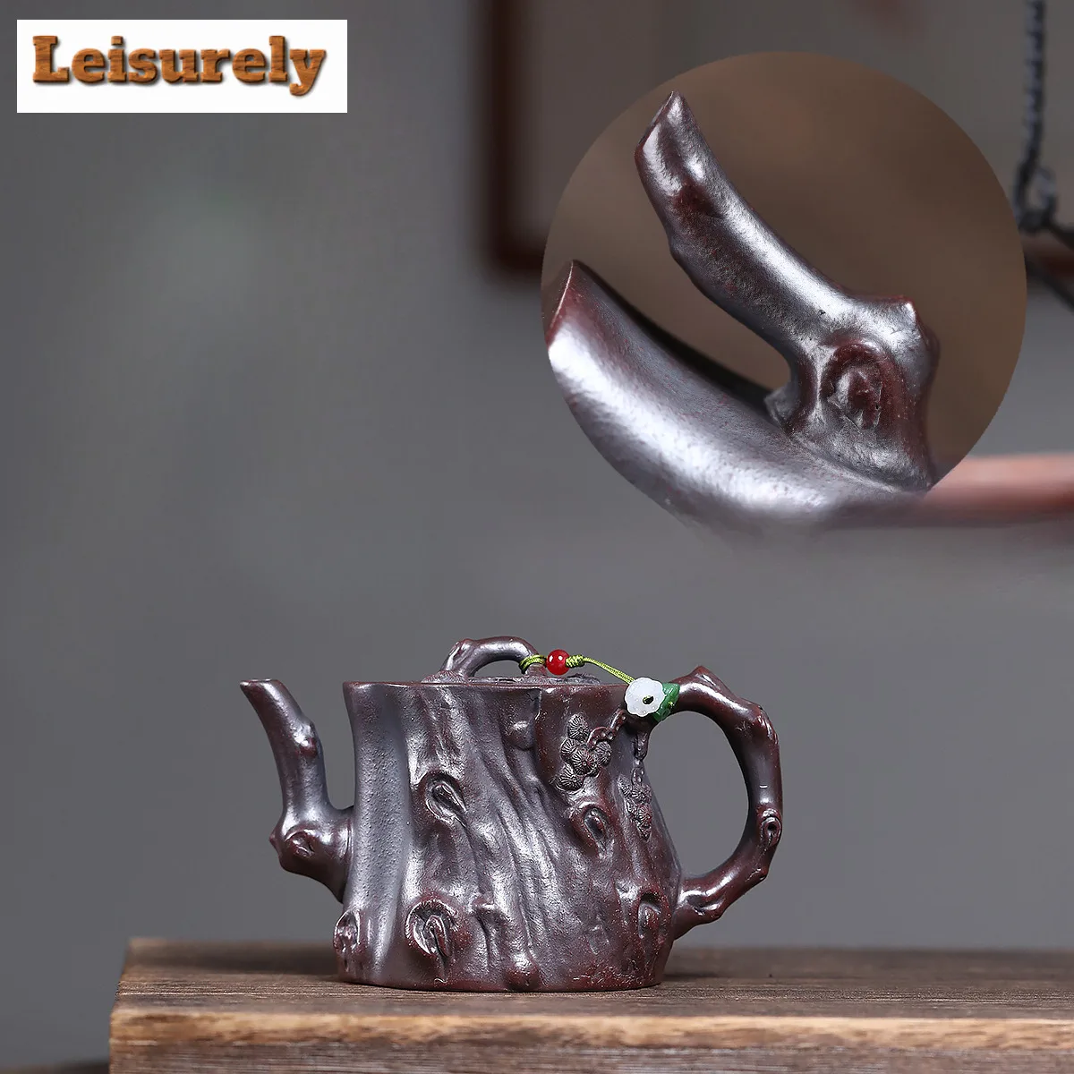

260 мл винтажные чайники Исин из фиолетовой глины, горшок ручной работы из сосны, необработанная руда, античная латунь, грязевой чайник с фильтром, чайный сервиз Zisha, подарок