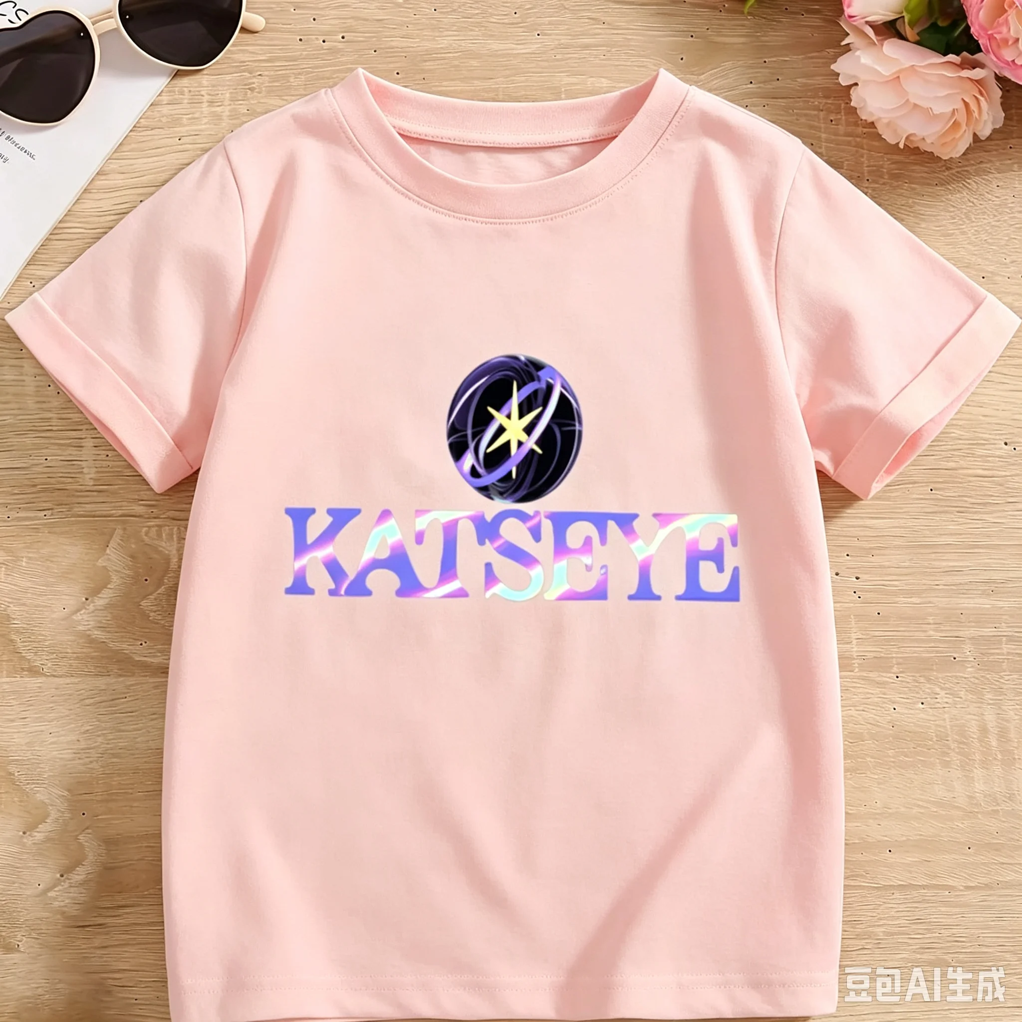 2026 Neuer Stil Popstar Katzenaugen-Print Kinder T-Shirt Jungen Mädchen Kurzarm Reine Baumwolle Lässige Sommer-Oberteile – Detail 4