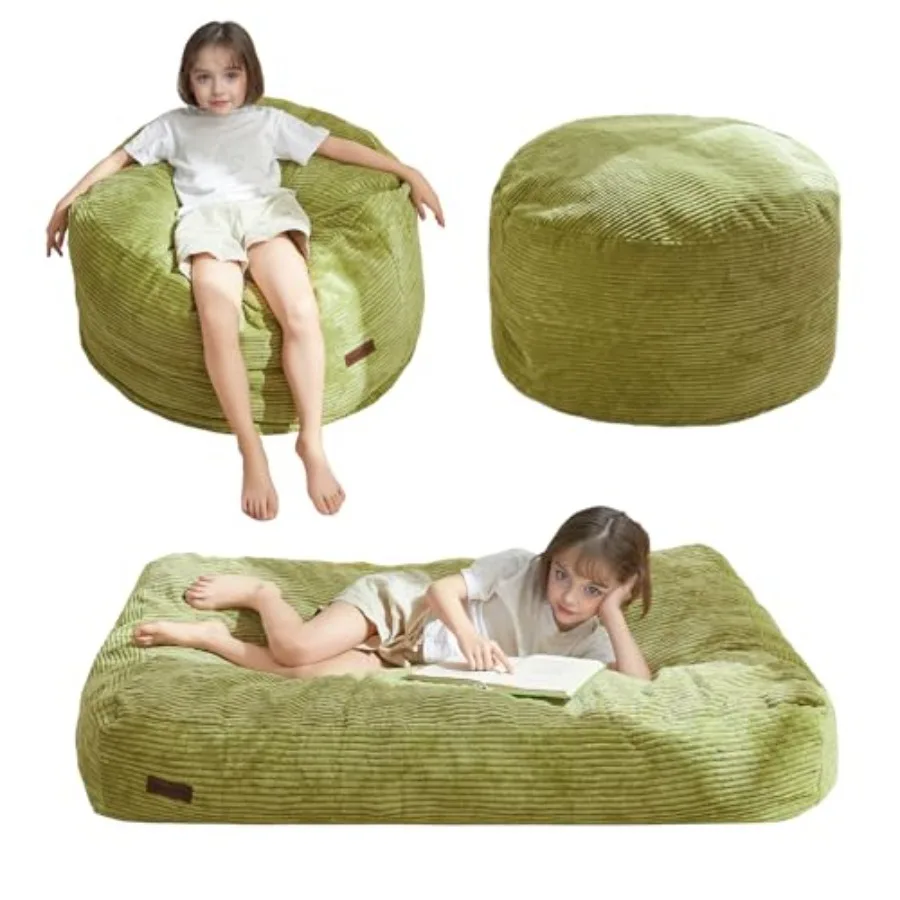 

Bean Bag Chair Bed for Convertible Bean Bag Folds from Lazy Chair to Floor Mattress Bed Machine Washable Corded Fabric Stuffed