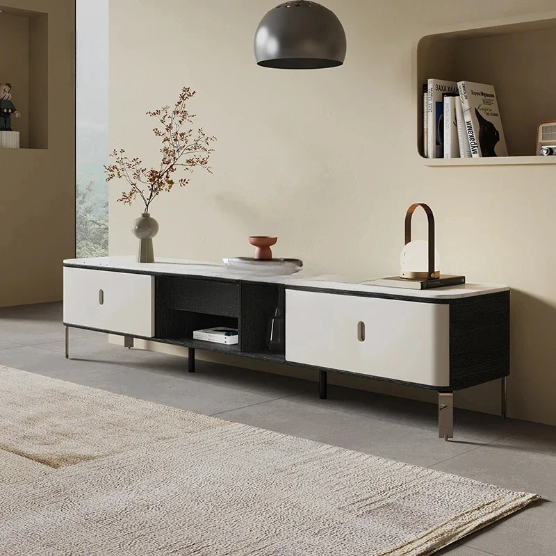 JJWabi Sand Wind Panel TV Cabinet Coffee Table Combination Living Room French Colored Crystal Floor Cabinet