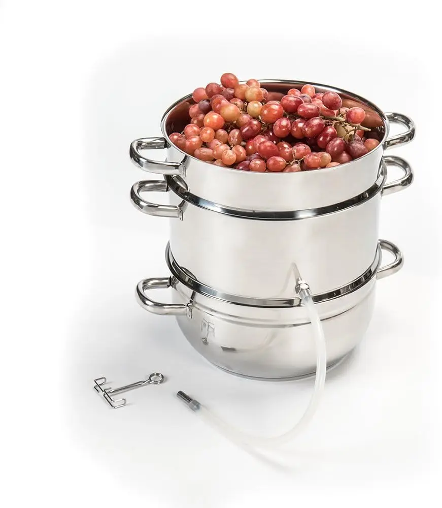 

11-литровая паровая соковыжималка из нержавеющей стали с крышкой, шлангом и зажимом для домашнего сока, желе, соуса